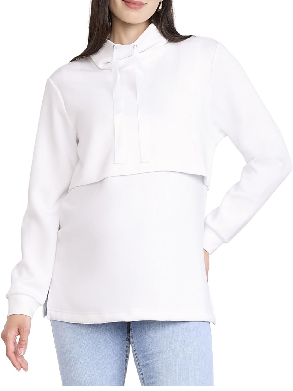 Maternity Motherhood Women’s Long Sleeve Funnel Neck Nursing Pullover Sweatshirt